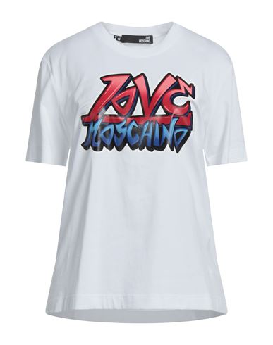 Love Moschino Woman T-shirt White Size 10 Cotton