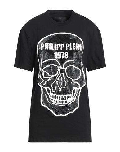 Philipp Plein Woman T-shirt Black Size S Cotton, Glass