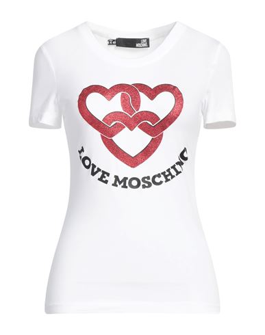 Love Moschino Woman T-shirt White Size 2 Cotton, Elastane