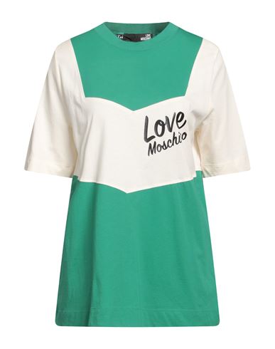 Love Moschino Woman T-shirt Green Size 8 Cotton