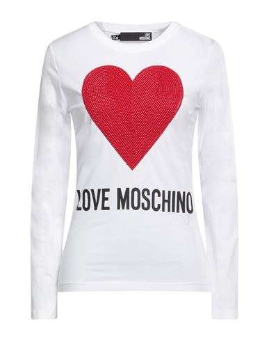 Love Moschino Woman T-shirt White Size 8 Cotton, Elastane