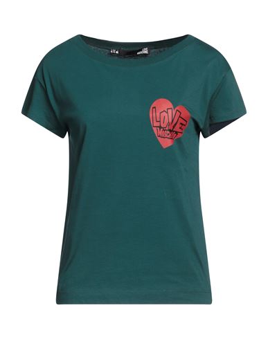 Love Moschino Woman T-shirt Green Size 6 Cotton, Elastane