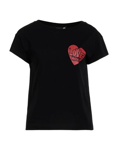 Love Moschino Woman T-shirt Black Size 4 Cotton, Elastane