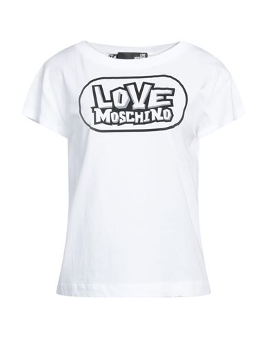 Love Moschino Woman T-shirt White Size 6 Cotton, Elastane