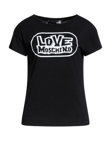 Love Moschino Woman T-shirt Black Size 8 Cotton, Elastane