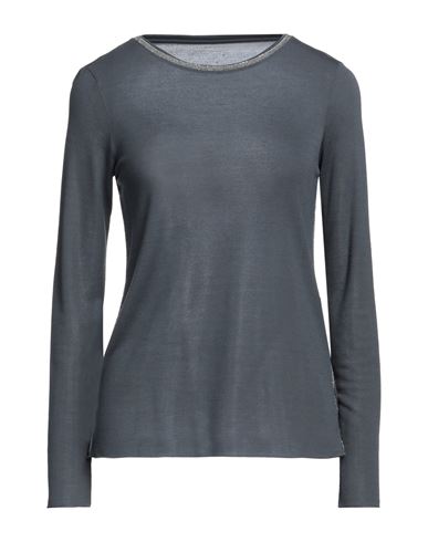 Purotatto Woman T-shirt Midnight Blue Size 4 Modal, Cashmere In Grey