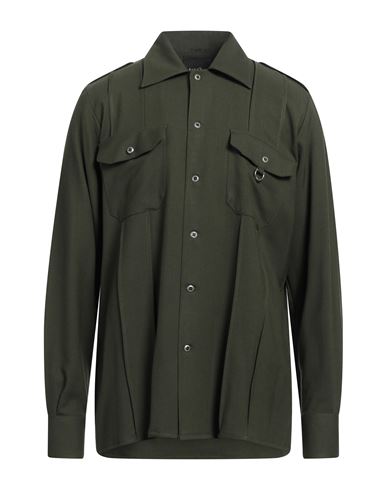 John Richmond Man Shirt Military Green Size 42 Viscose, Wool, Elastane