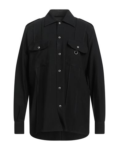 John Richmond Man Shirt Black Size 38 Viscose, Wool, Elastane