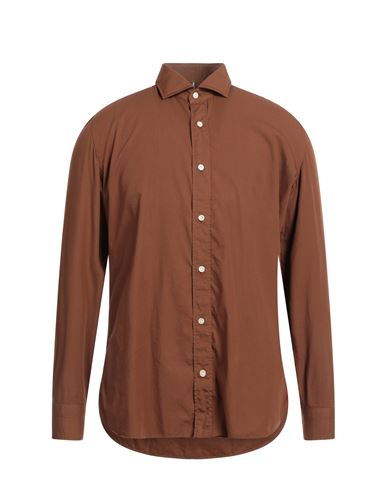 Luigi Borrelli Napoli Man Shirt Brown Size 17 Cotton