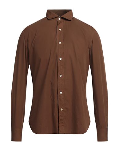 Luigi Borrelli Napoli Man Shirt Cocoa Size 15 ½ Cotton In Brown