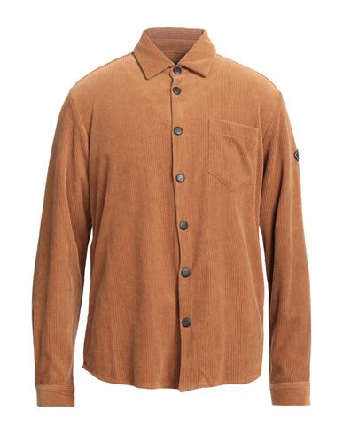 Les Copains Man Shirt Camel Size 40 Cotton In Beige