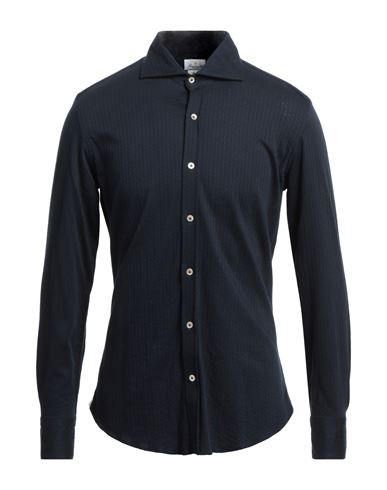 GIANNETTO GIANNETTO MAN SHIRT MIDNIGHT BLUE SIZE L COTTON