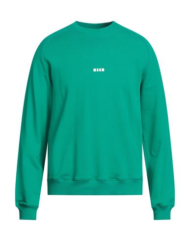 Shop Msgm Man Sweatshirt Green Size M Cotton