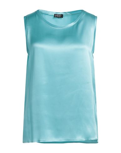 Liu •jo Woman Top Sky Blue Size 10 Acetate, Silk