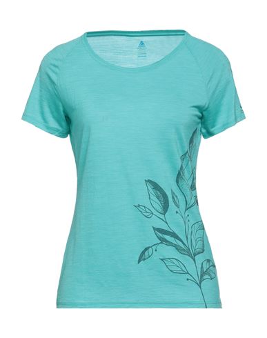 Shop Odlo Woman T-shirt Turquoise Size S Lyocell, Virgin Wool In Blue