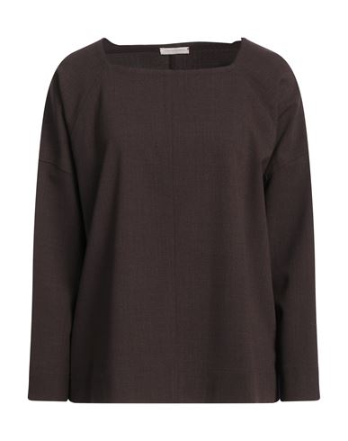 Cristina Bonfanti Woman T-shirt Dark Brown Size Xxl Wool, Elastane