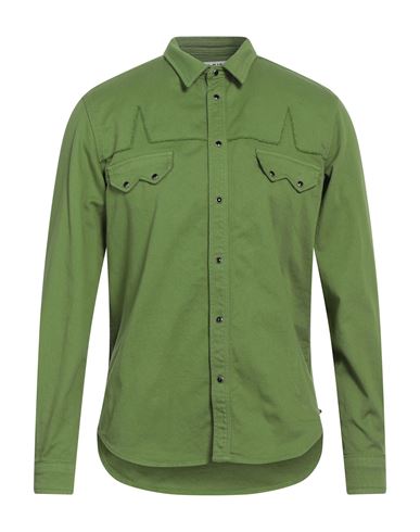 Berna Man Shirt Green Size L Cotton, Elastane