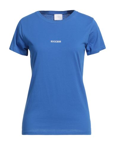 Merci .., Woman T-shirt Bright Blue Size S Cotton
