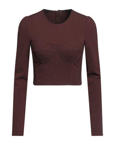 Dolce & Gabbana Woman T-shirt Cocoa Size 6 Viscose, Polyamide, Elastane, Polyester In Brown