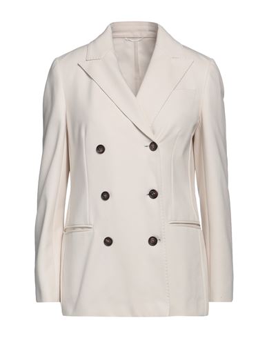 Brunello Cucinelli Woman Blazer Ivory Size 4 Cotton, Polyamide, Elastane, Brass In White