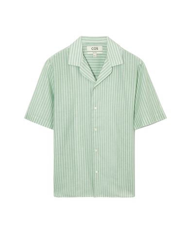 Cos Man Shirt Light Green Size Xl Organic Cotton In Green Stripe