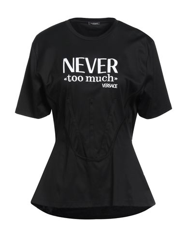 Versace Woman T-shirt Black Size 4 Cotton, Polyester