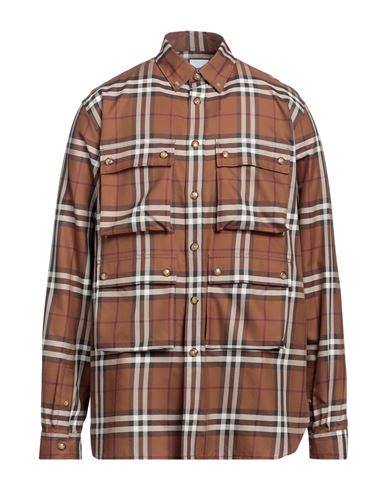 Burberry Man Shirt Brown Size Xl Cotton