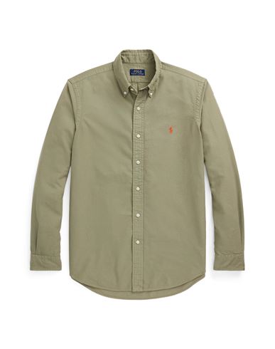 Polo Ralph Lauren Custom Fit Garment-dyed Oxford Shirt Man Shirt Military Green Size Xxl Cotton
