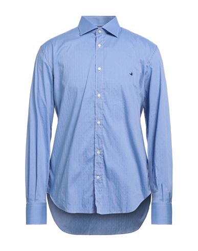Brooksfield Man Shirt Light Blue Size 17 Cotton, Polyamide, Elastane