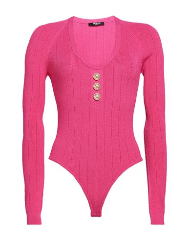Balmain Woman Sweater Fuchsia Size 8 Viscose, Polybutylene In Pink