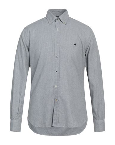 Brooksfield Man Shirt Steel Grey Size 15 Cotton