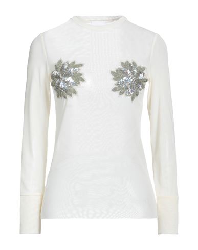 Merci .., Woman T-shirt Cream Size S Polyamide, Elastane In White
