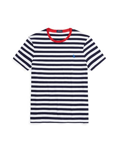 Polo Ralph Lauren Custom Slim Fit Striped Jersey T-shirt Man T-shirt Navy Blue Size Xxl Cotton
