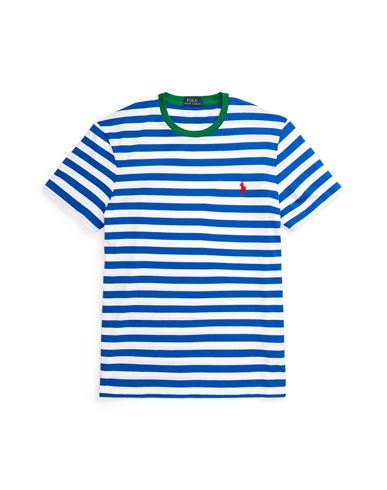 Polo Ralph Lauren Custom Slim Fit Striped Jersey T-shirt Man T-shirt Blue Size Xxl Cotton