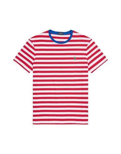 Polo Ralph Lauren Custom Slim Fit Striped Jersey T-shirt Man T-shirt Red Size Xxl Cotton