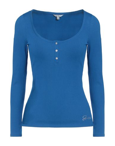 Guess Woman T-shirt Blue Size S Viscose, Lycra
