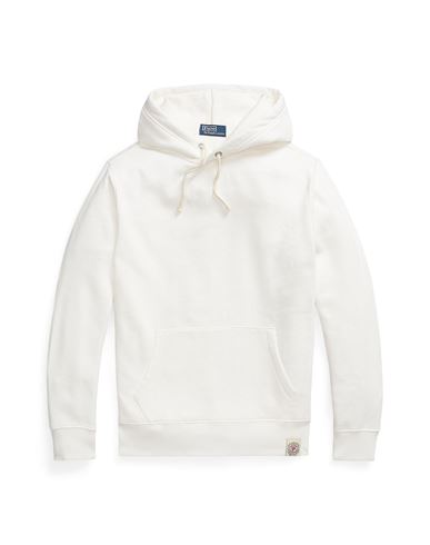 Polo Ralph Lauren Fleece Hoodie Man Sweatshirt Ivory Size Xxl Cotton, Polyester In White