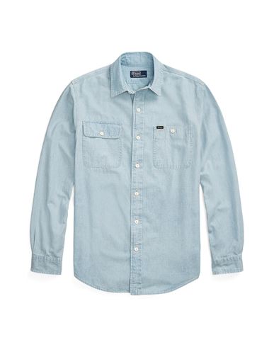 Polo Ralph Lauren Classic Fit Indigo Chambray Shirt Man Shirt Blue Size Xl Cotton