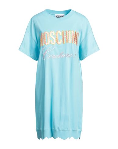 Moschino Woman Mini Dress Turquoise Size 8 Cotton In Blue