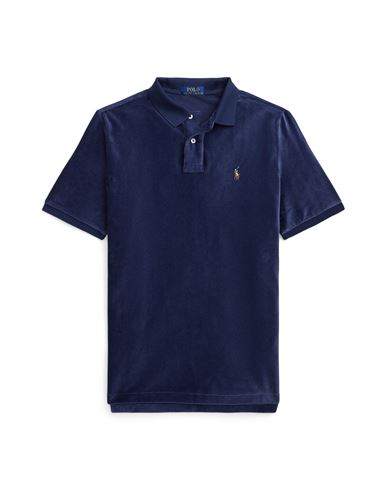 Polo Ralph Lauren Classic Fit Knit Corduroy Polo Shirt Man Polo Shirt Navy Blue Size L Cotton, Polye