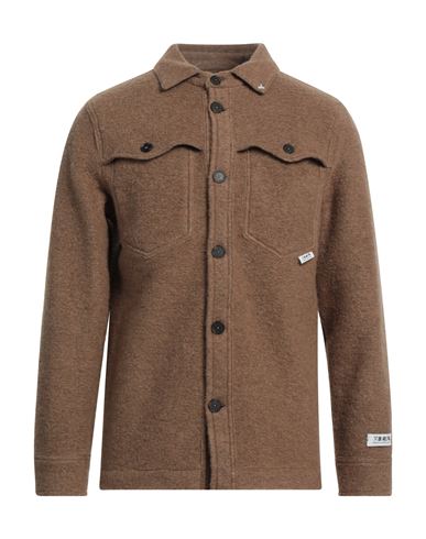 Berna Man Shirt Camel Size 36 Wool, Polyester, Acrylic In Beige
