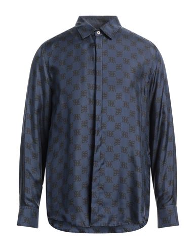 John Richmond Man Shirt Navy Blue Size 42 Silk