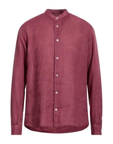 Mastricamiciai Man Shirt Burgundy Size 15 Linen In Red