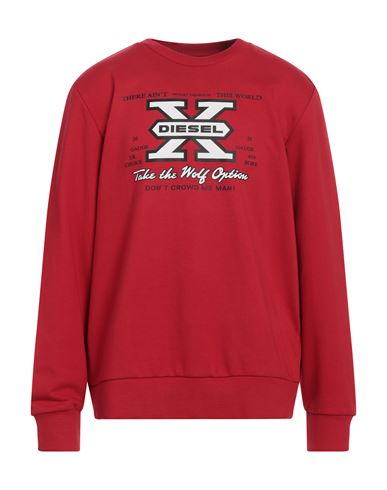Diesel Male Cotton, Elastane Sweatshirt Red Size 8