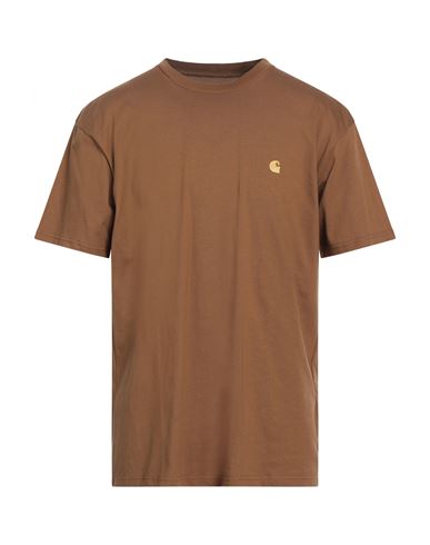 Carhartt Man T-shirt Tan Size L Cotton In Brown