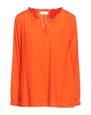Aglini Woman Top Orange Size 8 Silk, Elastane