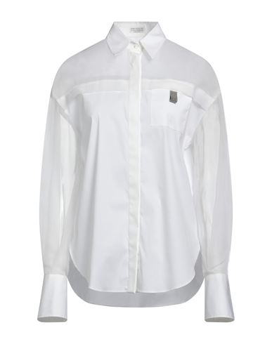 Brunello Cucinelli Woman Shirt Off White Size M Cotton, Polyamide, Elastane, Silk, Ecobrass