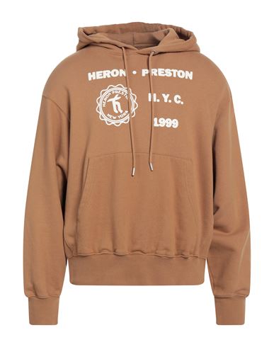 Heron Preston Man Sweatshirt Camel Size Xl Cotton In Beige