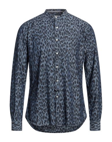 Tintoria Mattei 954 Man Shirt Blue Size 16 Cotton, Elastane In Blue