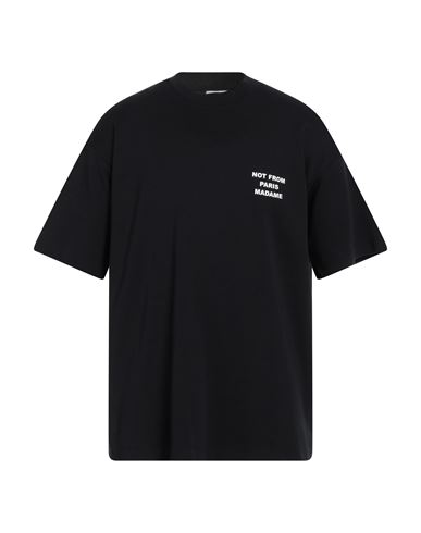 Drôle De Monsieur Black Crewneck T-shirt With Slogan Print On The Front And Back In Black
